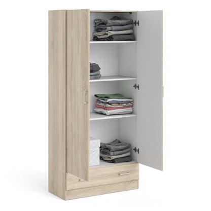 Berlin Natural Slim 2 Door Bedroom Wardrobe 1 Drawer