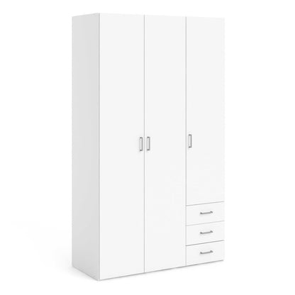 Munich White Wooden 3 Doors 3 Drawers 5 Shelves