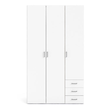 Munich White Wooden 3 Doors 3 Drawers 5 Shelves
