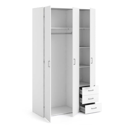 Munich White Wooden 3 Doors 3 Drawers 5 Shelves
