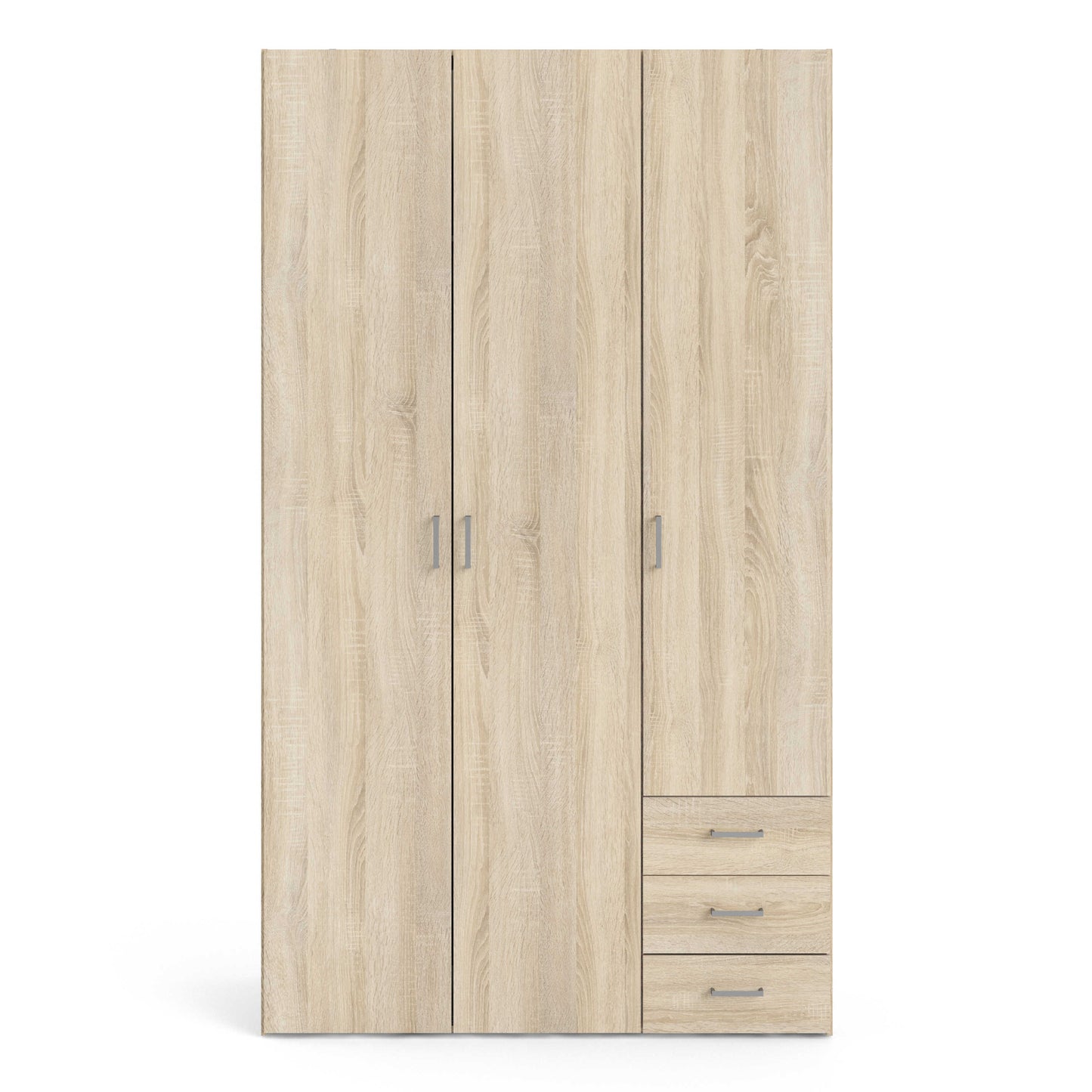Berlin Natural Oak Wardrobe 3 Doors 3 Drawers 2 Shelves