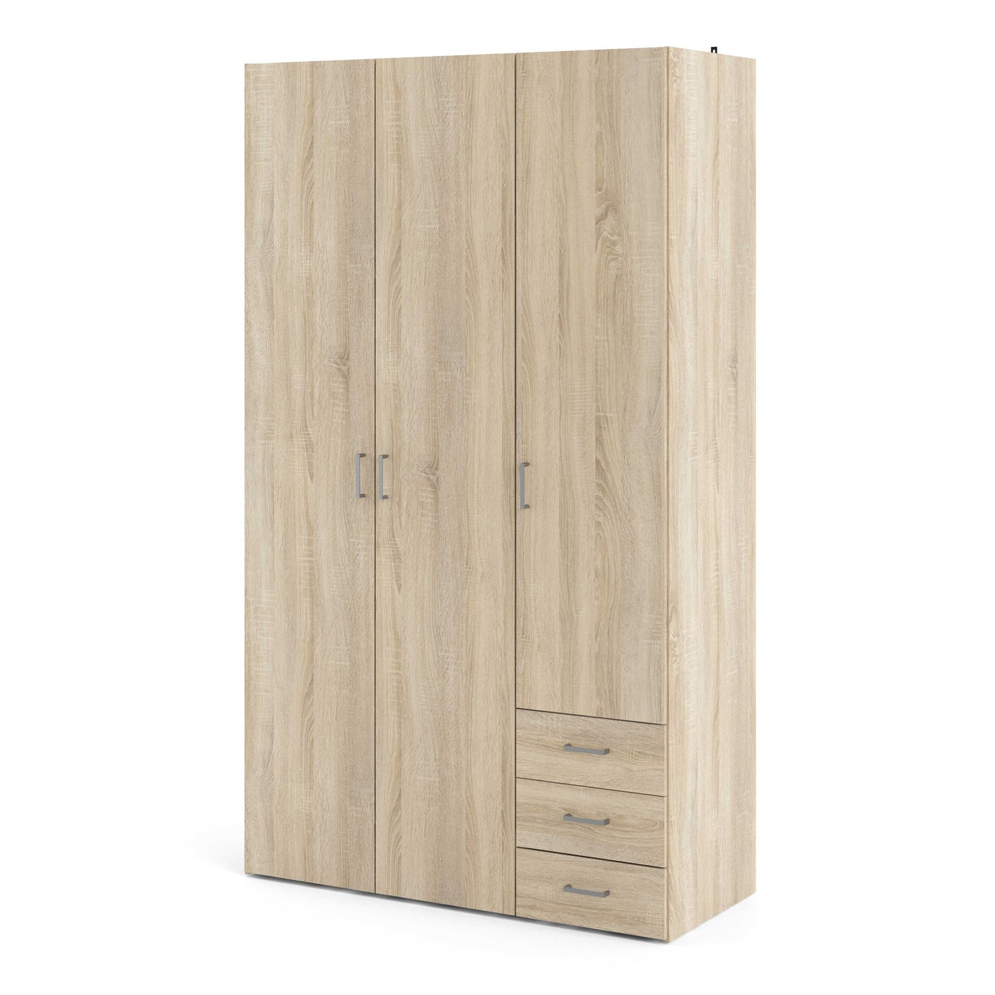Berlin Natural Oak Wardrobe 3 Doors 3 Drawers 2 Shelves
