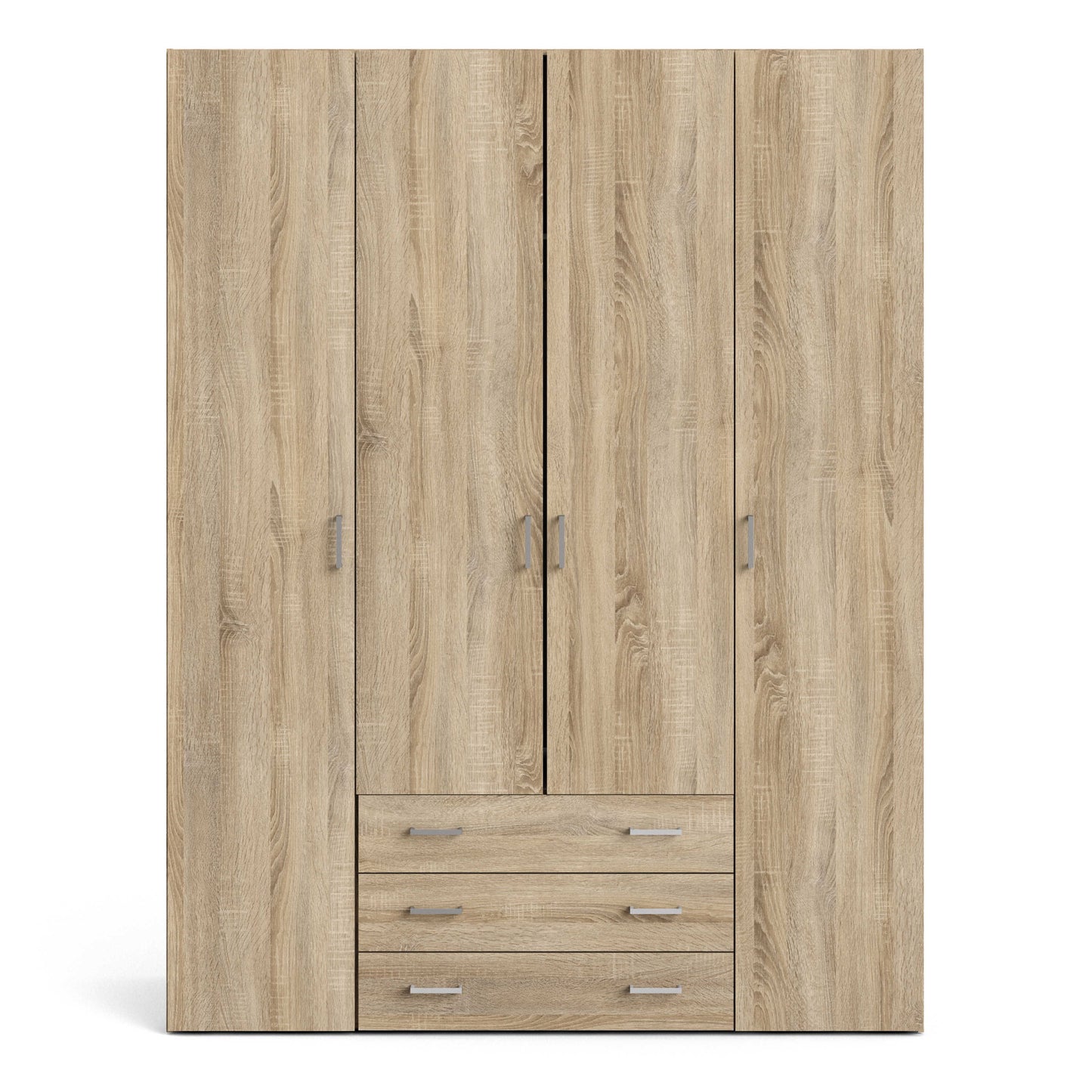 Berlin Oak Effect Wardrobe 4 Doors 3 Drawers 4 Shelves