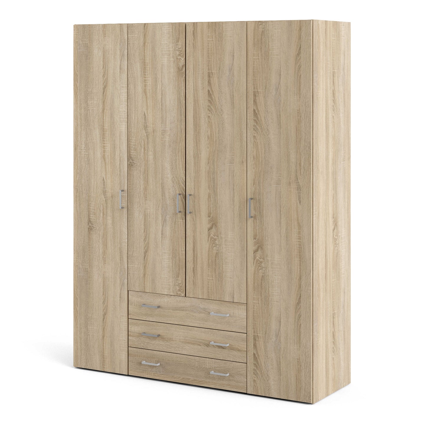 Berlin Oak Effect Wardrobe 4 Doors 3 Drawers 4 Shelves