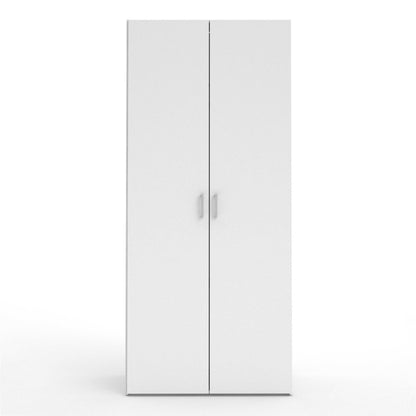 Munich White Wooden Wardrobe 2 Doors and 3 Shelves
