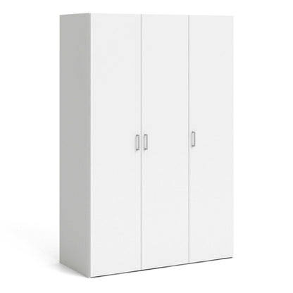 Munich White Wooden Wardrobe 3 Doors 6 Shelves