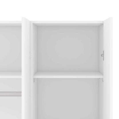 Munich White Wooden Wardrobe 3 Doors 6 Shelves