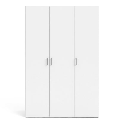 Munich White Wooden Wardrobe 3 Doors 6 Shelves