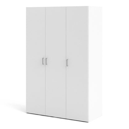 Munich White Wooden Wardrobe 3 Doors 6 Shelves