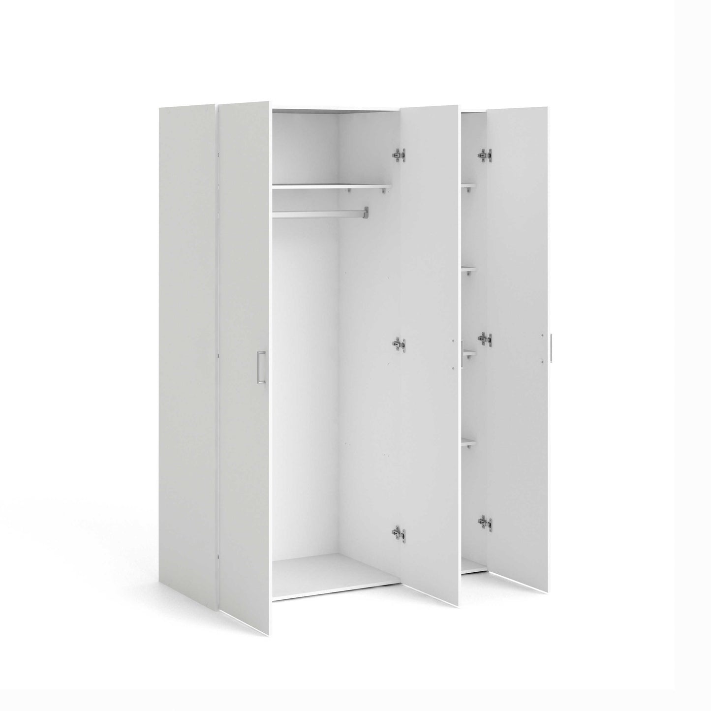 Munich White Wooden Wardrobe 3 Doors 6 Shelves