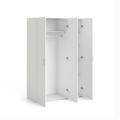 Munich White Wooden Wardrobe 3 Doors 6 Shelves