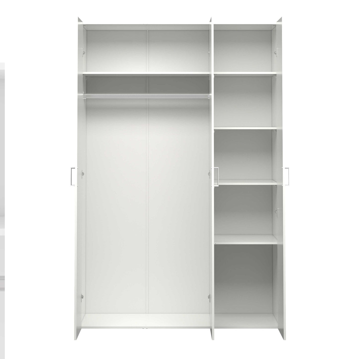 Munich White Wooden Wardrobe 3 Doors 6 Shelves