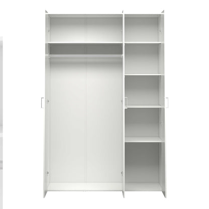 Munich White Wooden Wardrobe 3 Doors 6 Shelves