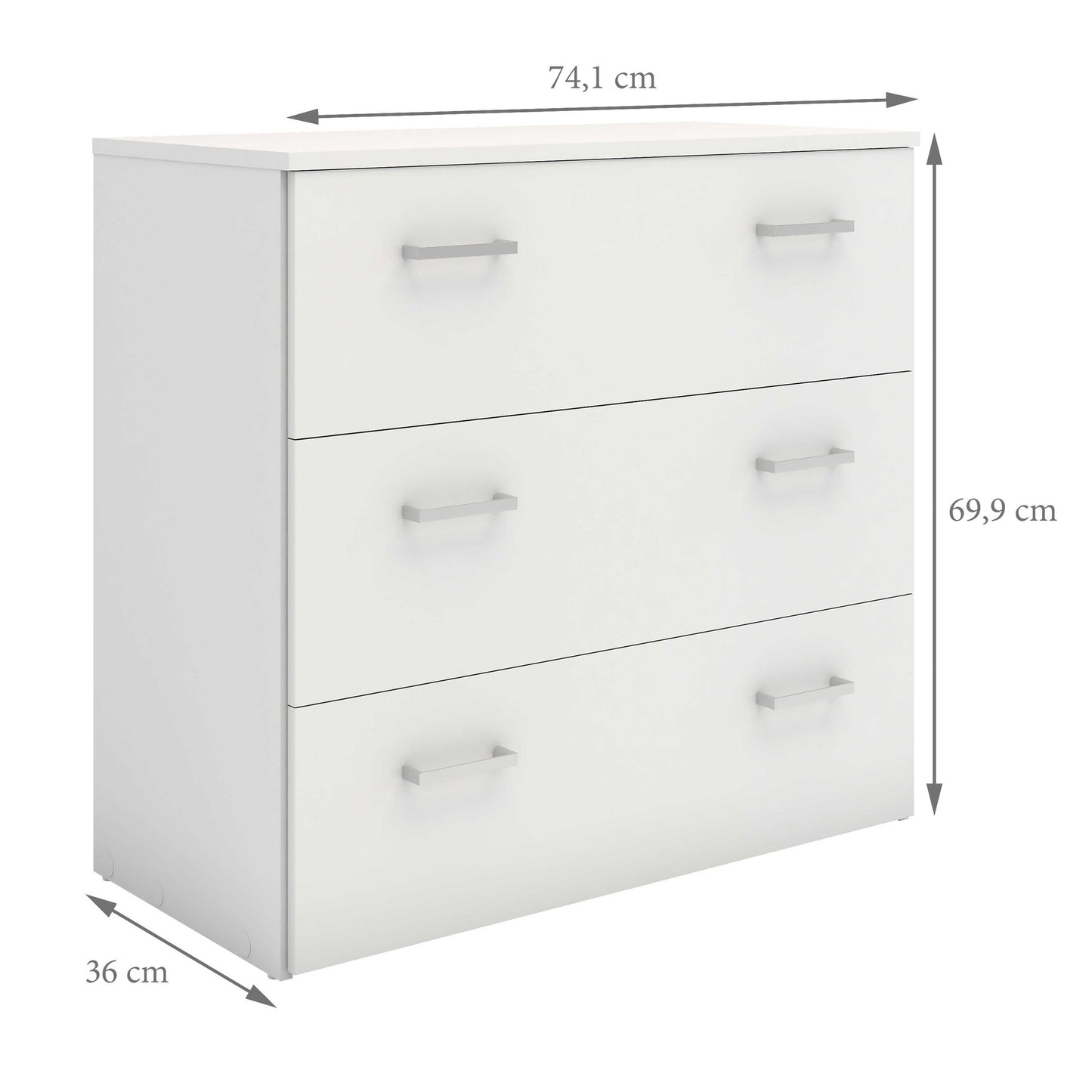 Munich White Wooden 3 Drawer Chest