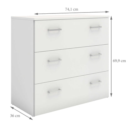 Munich White Wooden 3 Drawer Chest