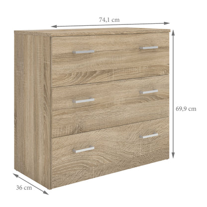 Berlin Light Oak Effect Chest of 3 Drawers