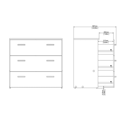 Berlin Light Oak Effect Chest of 3 Drawers