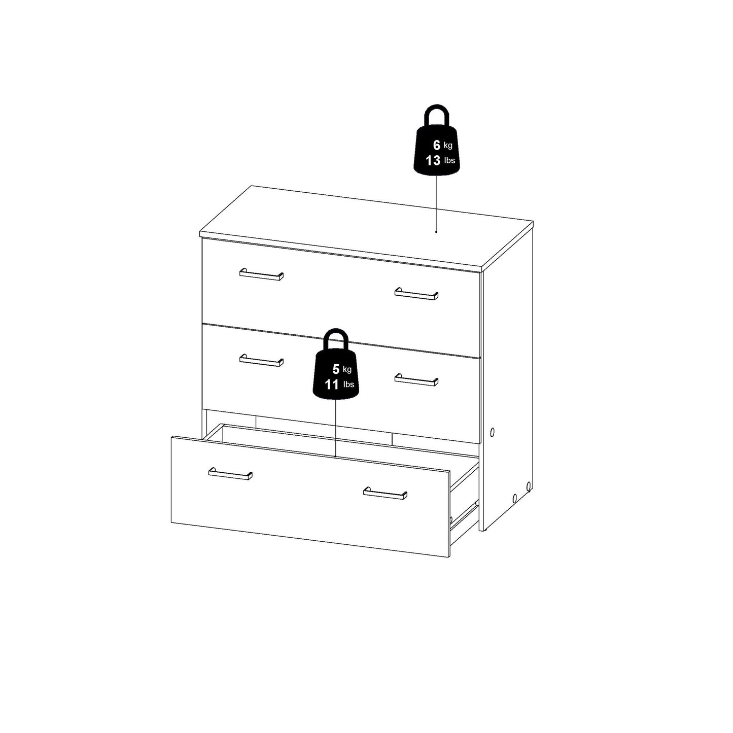 Berlin Light Oak Effect Chest of 3 Drawers