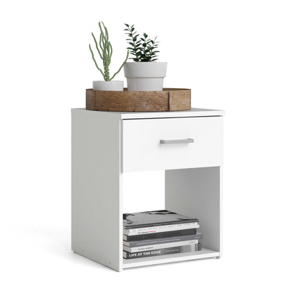Munich White Wooden Bedside Table 1 Drawer