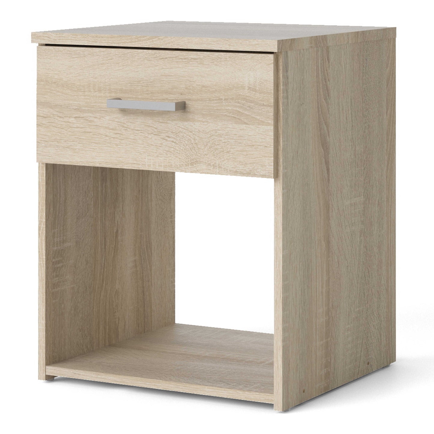 Berlin Oak Effect 1 Drawer Open Shelf Bedside Table