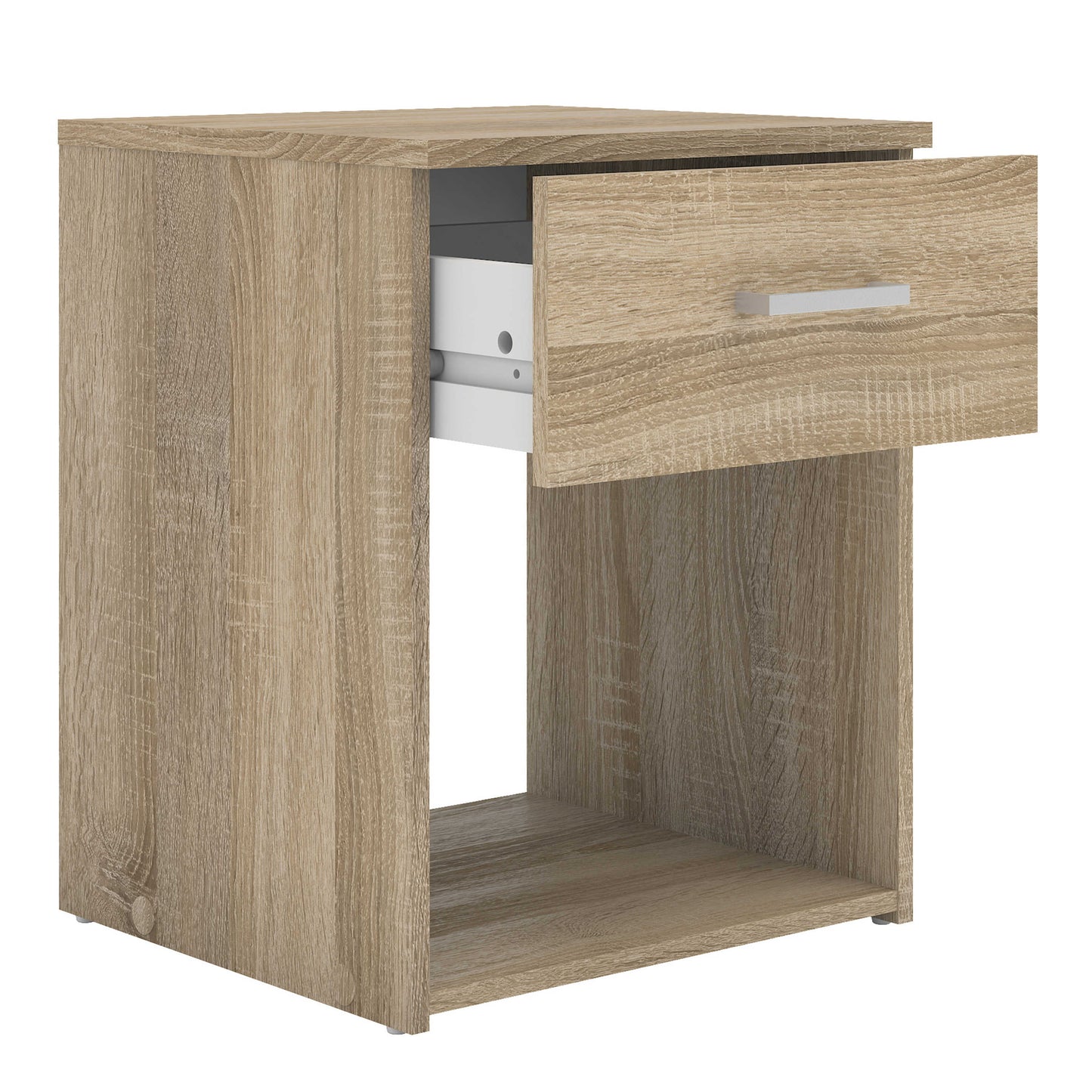 Berlin Oak Effect 1 Drawer Open Shelf Bedside Table