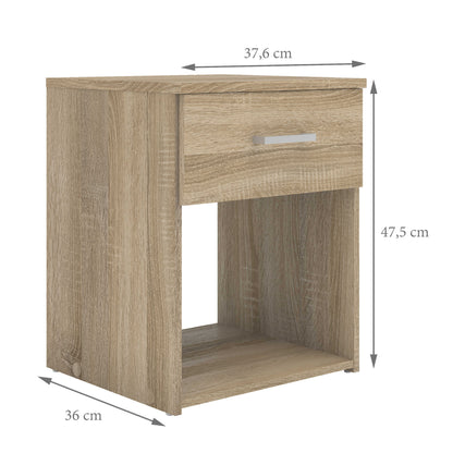 Berlin Oak Effect 1 Drawer Open Shelf Bedside Table