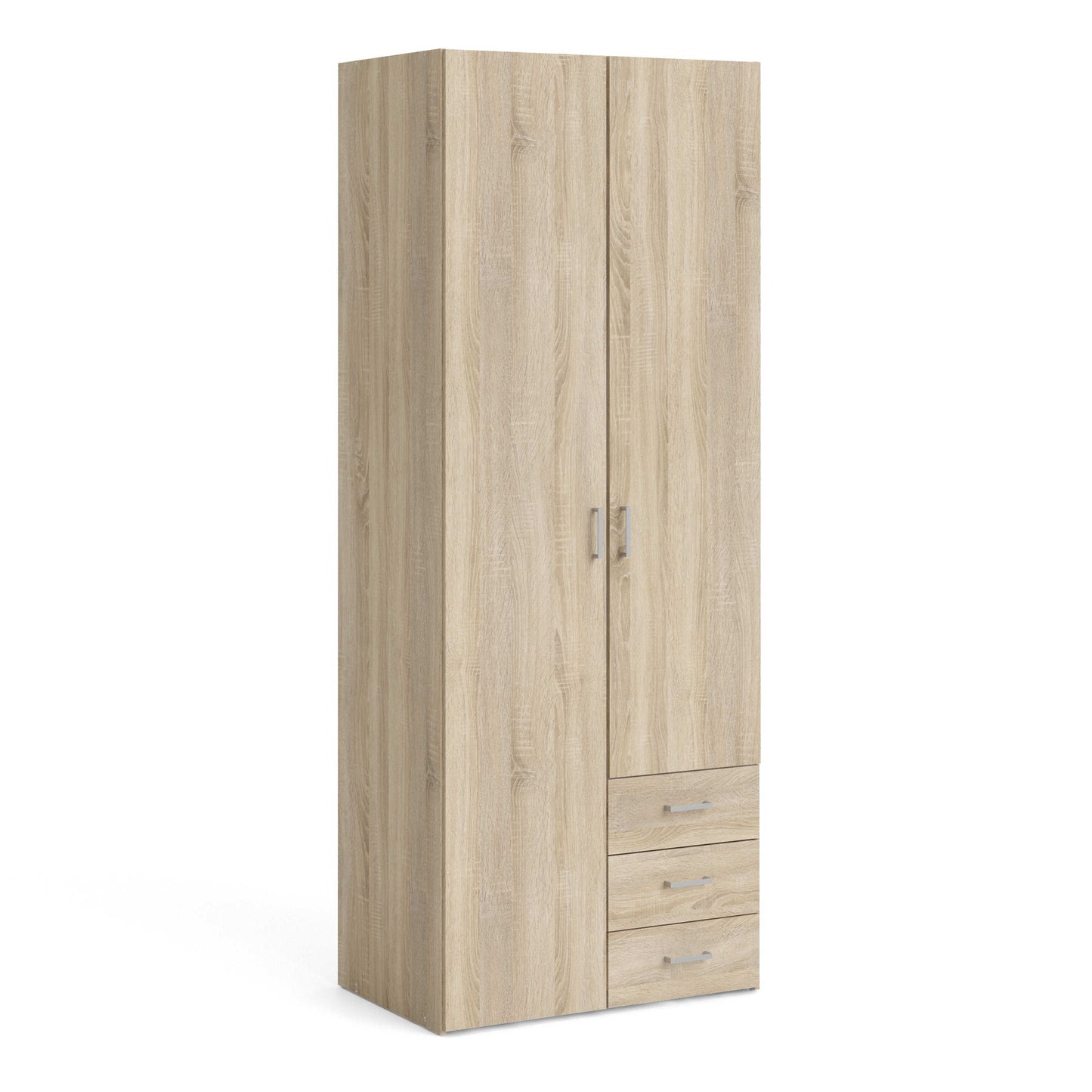 Berlin Oak Effect Wardrobe 2 Doors, 3 Drawers 1 Shelf