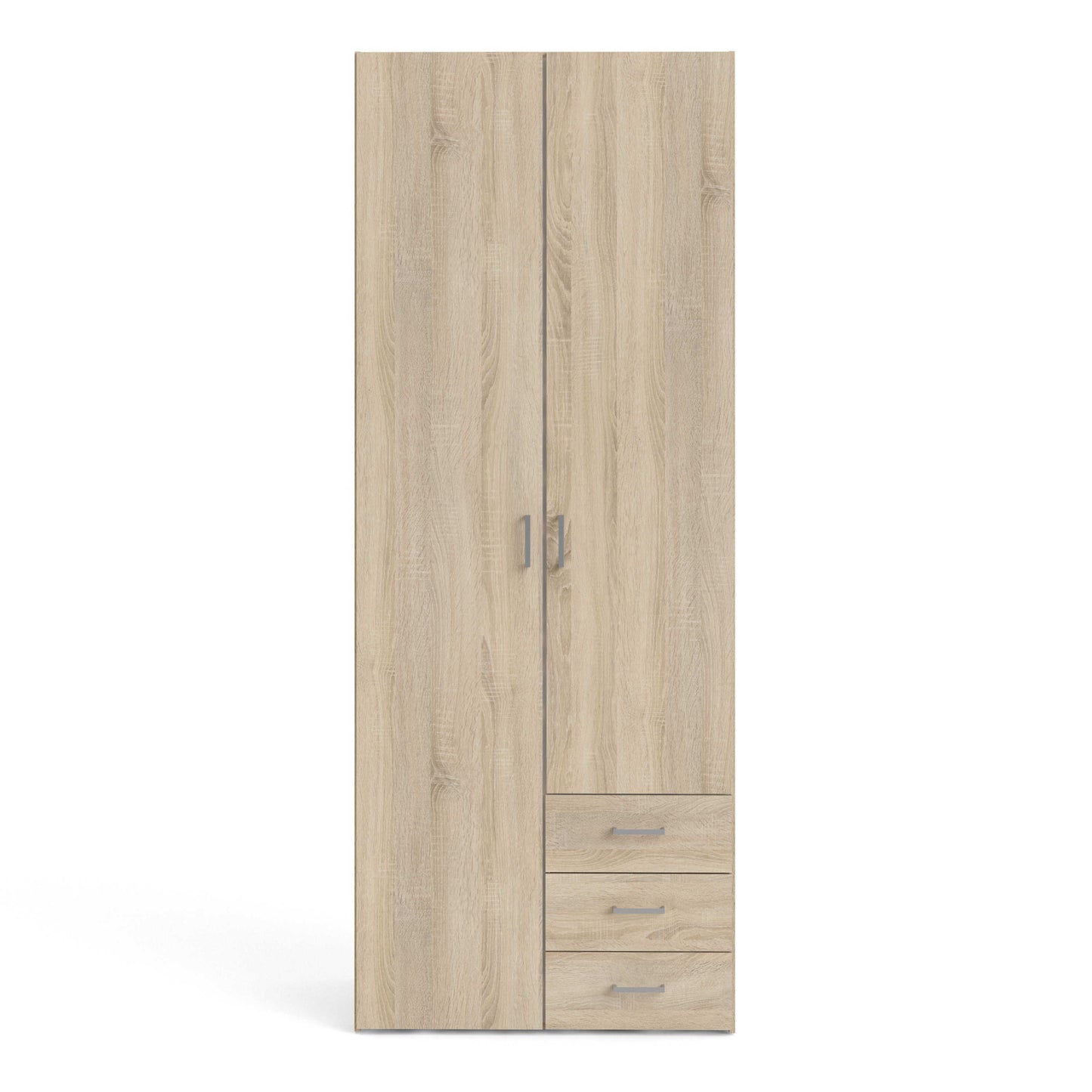 Berlin Oak Effect Wardrobe 2 Doors, 3 Drawers 1 Shelf