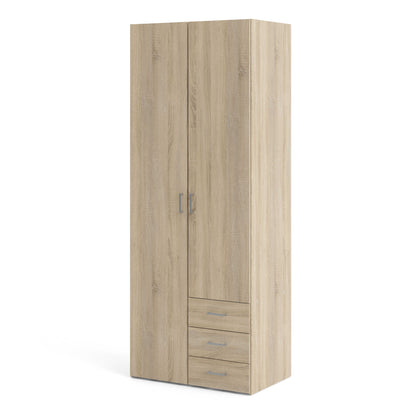 Berlin Oak Effect Wardrobe 2 Doors, 3 Drawers 1 Shelf