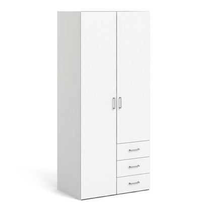 Munich White Wooden 2 Doors 3 Drawers 4 Shelves