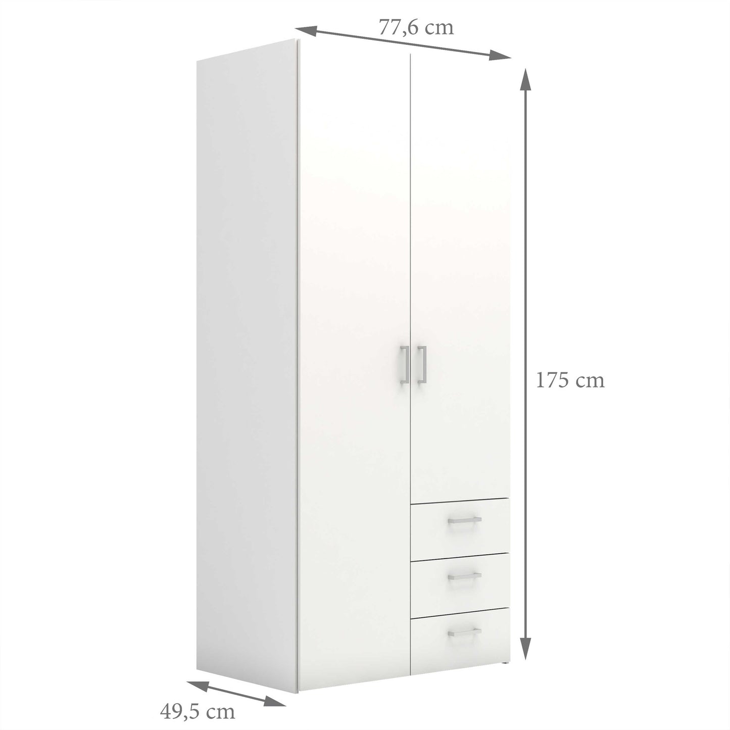 Munich White Wooden 2 Doors 3 Drawers 4 Shelves