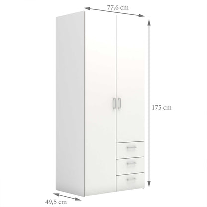 Munich White Wooden 2 Doors 3 Drawers 4 Shelves