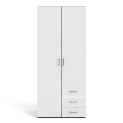 Munich White Wooden 2 Doors 3 Drawers 4 Shelves