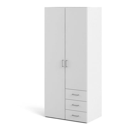 Munich White Wooden 2 Doors 3 Drawers 4 Shelves