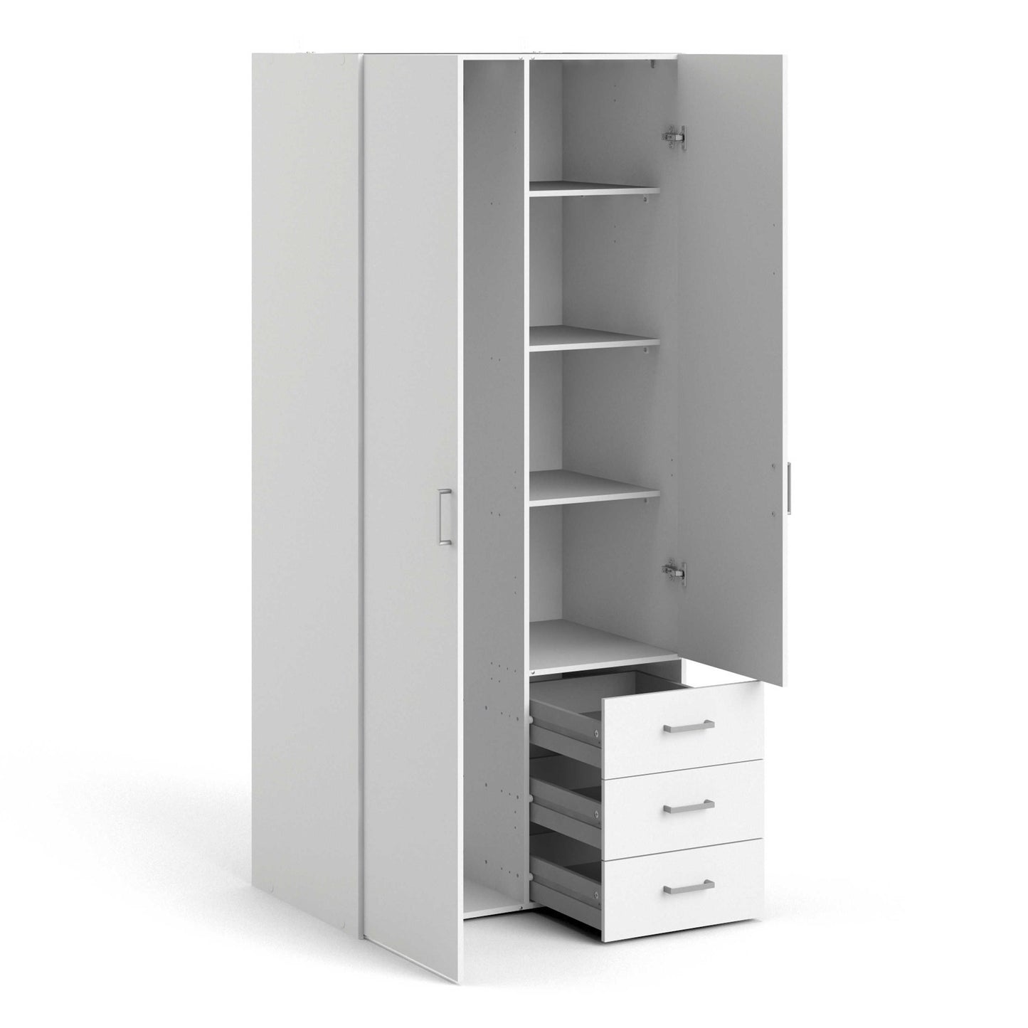 Munich White Wooden 2 Doors 3 Drawers 4 Shelves