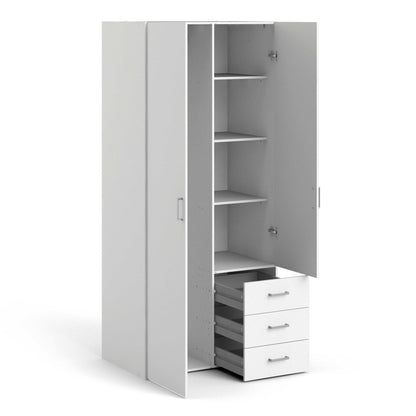 Munich White Wooden 2 Doors 3 Drawers 4 Shelves
