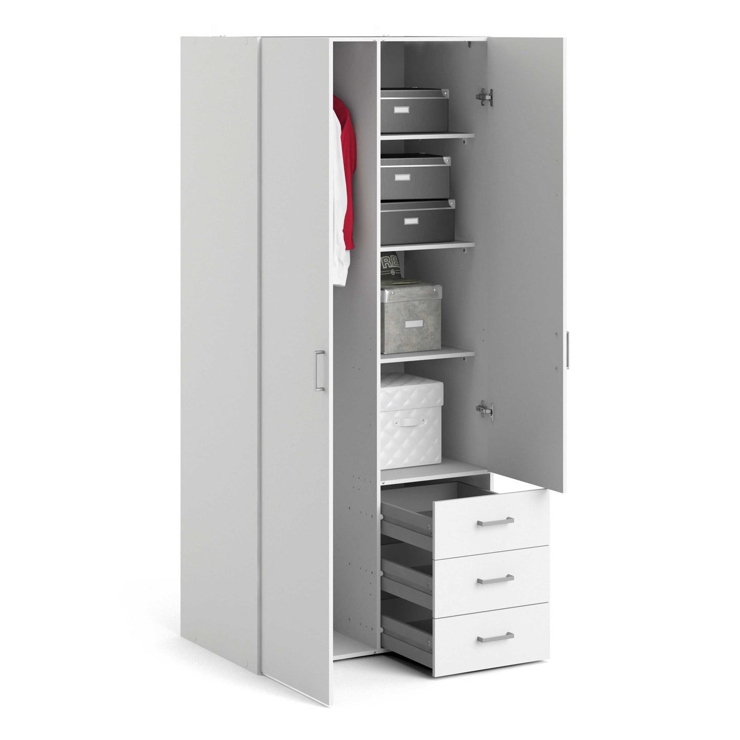 Munich White Wooden 2 Doors 3 Drawers 4 Shelves