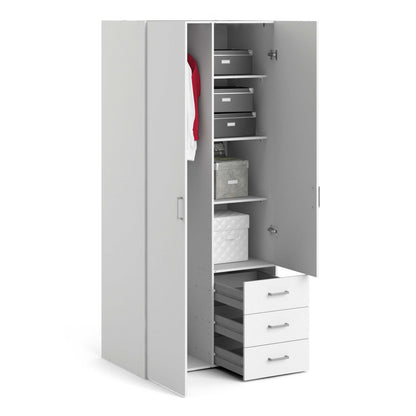 Munich White Wooden 2 Doors 3 Drawers 4 Shelves