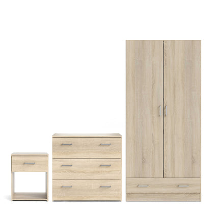 Berlin Natural Bedroom Furniture Set with Bedside Chest of Drawers and Wardrobe