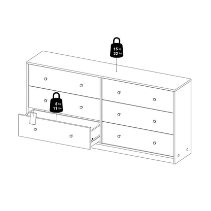Tainan Black Wide Chest 6 Drawers