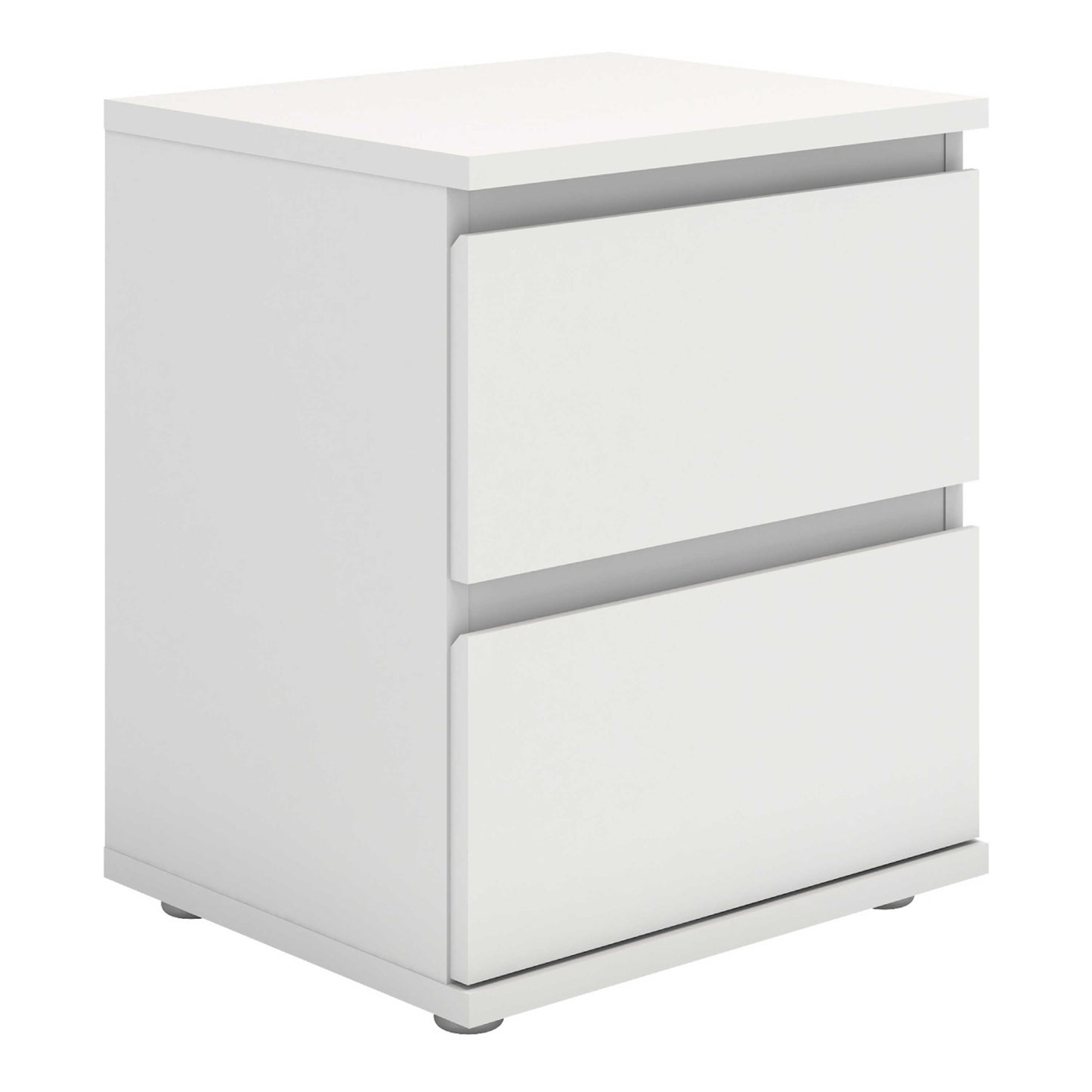 Copenhagen White Wooden Bedside Table 2 Drawers