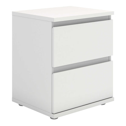 Copenhagen White Wooden Bedside Table 2 Drawers