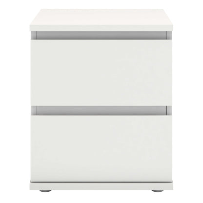 Copenhagen White Wooden Bedside Table 2 Drawers