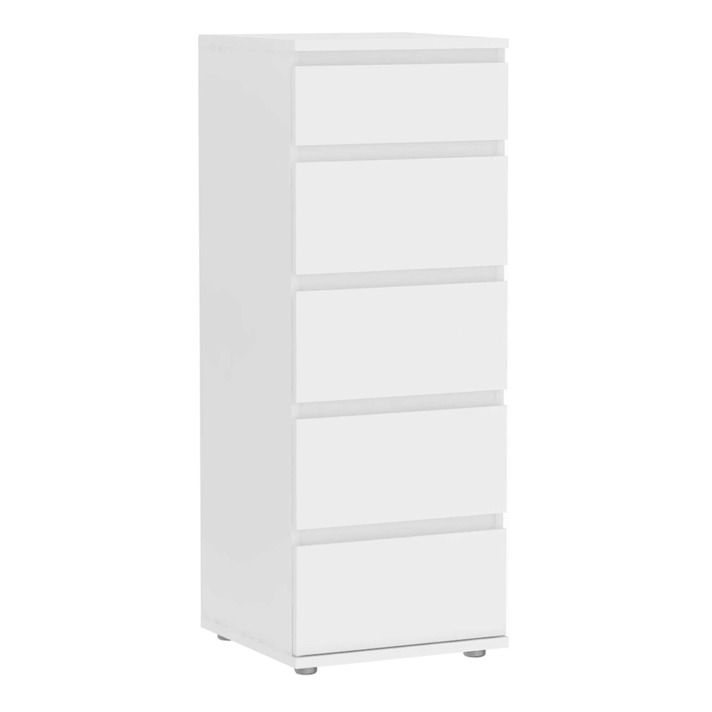 Copenhagen White Narrow Chest 5 Drawers