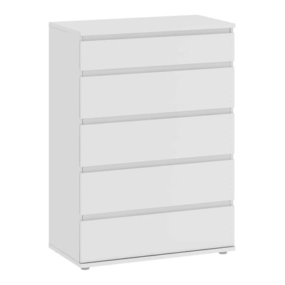 Copenhagen White Wooden Chest 5 Drawers