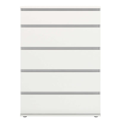 Copenhagen White Wooden Chest 5 Drawers
