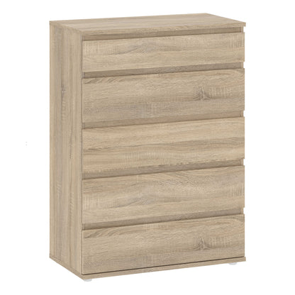 Copenhagen Natural Oak Effect Wood Storage Chest 5 Drawers