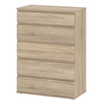 Copenhagen Natural Oak Effect Wood Storage Chest 5 Drawers