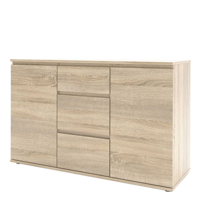 Copenhagen Natural Oak Effect Wood Sideboard 3 Drawers 2 Doors