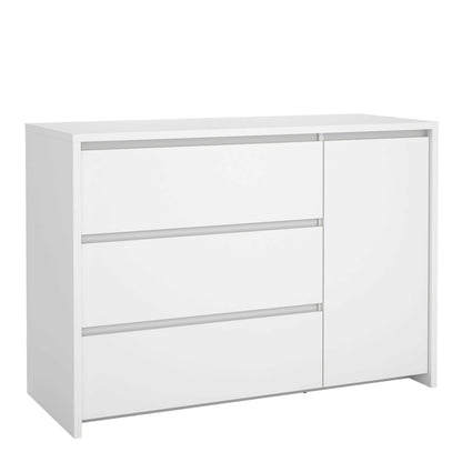 Salzburg White Wooden Sideboard 1 Door 3 Drawers
